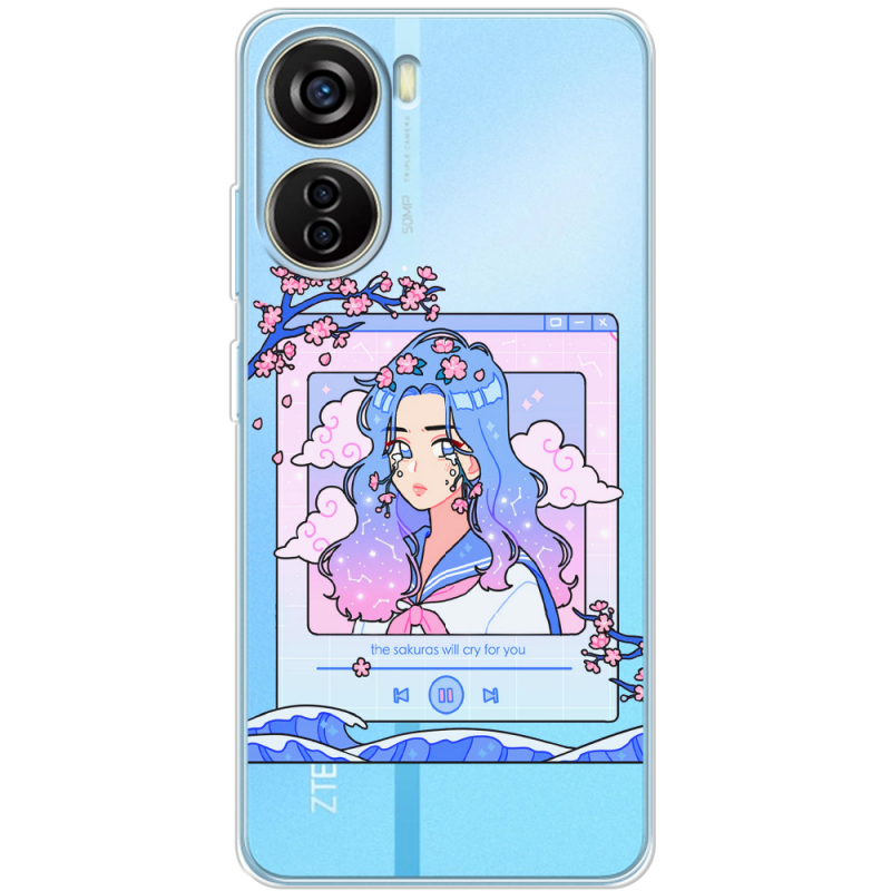 Прозрачный чехол BoxFace ZTE Blade V40 Design The Sakuras Will Cry For You