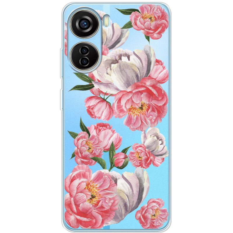 Прозрачный чехол BoxFace ZTE Blade V40 Design Peony Watercolor Style