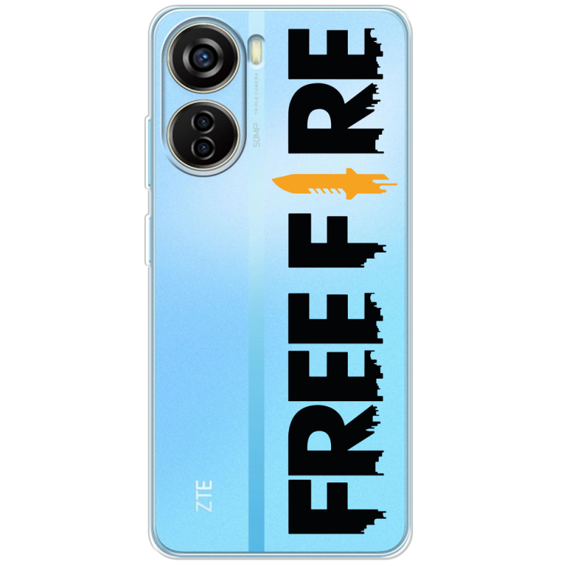 Прозрачный чехол BoxFace ZTE Blade V40 Design Free Fire Black Logo