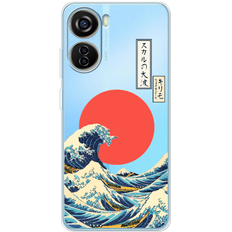 Прозрачный чехол BoxFace ZTE Blade V40 Design Большая волна в Канагаве