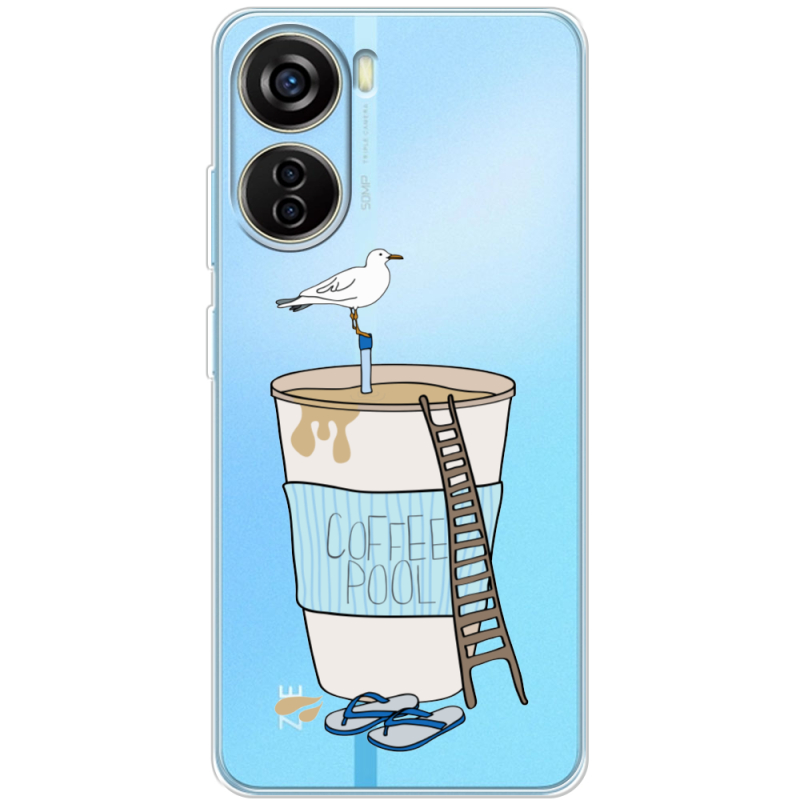 Прозрачный чехол BoxFace ZTE Blade V40 Design Segull in Cofee Pool