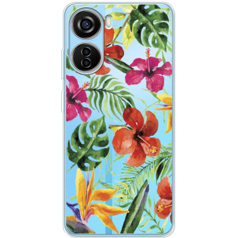 Прозрачный чехол BoxFace ZTE Blade V40 Design Tropical Flowers