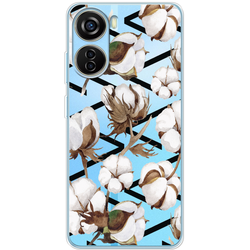 Прозрачный чехол BoxFace ZTE Blade V40 Design Cotton flowers