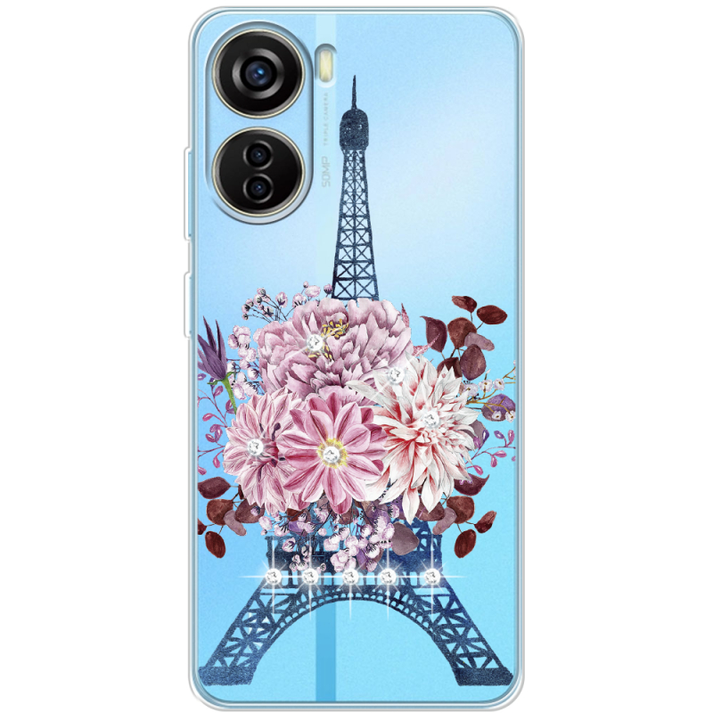 Чехол со стразами ZTE Blade V40 Design Eiffel Tower