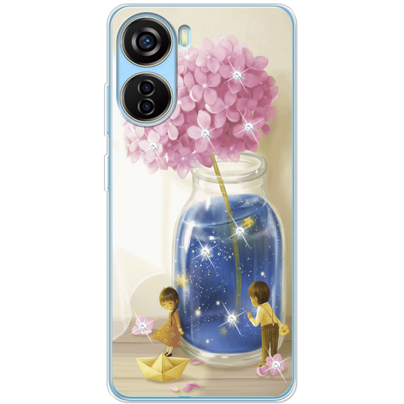 Чехол со стразами ZTE Blade V40 Design Little Boy and Girl