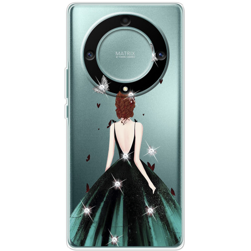 Чехол со стразами BoxFace Honor Magic 5 Lite 5G Girl in the green dress