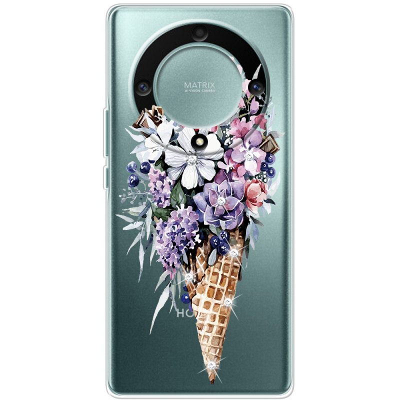 Чехол со стразами BoxFace Honor Magic 5 Lite 5G Ice Cream Flowers