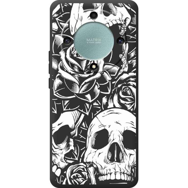 Черный чехол BoxFace Honor Magic 5 Lite 5G Skull and Roses