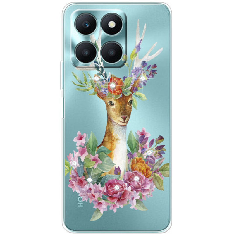 Чехол со стразами BoxFace Honor X6a Deer with flowers