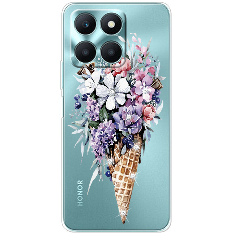 Чехол со стразами BoxFace Honor X6a Ice Cream Flowers