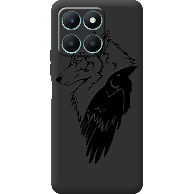 Черный чехол BoxFace Honor X6a Wolf and Raven