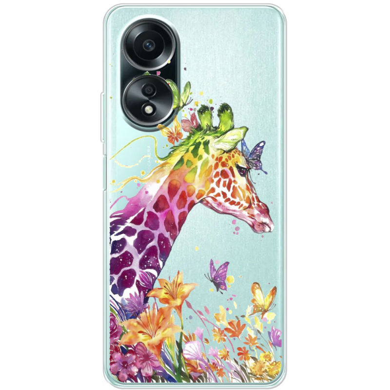 Прозрачный чехол BoxFace OPPO A58 4G Colorful Giraffe