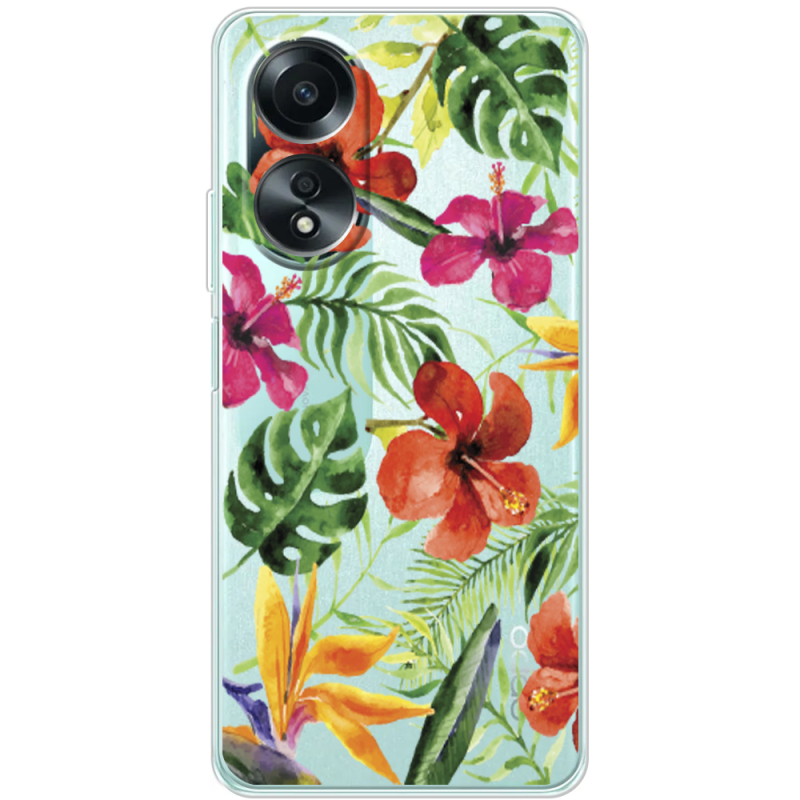 Прозрачный чехол BoxFace OPPO A58 4G Tropical Flowers