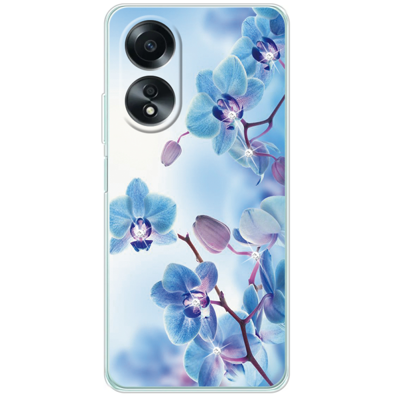 Чехол со стразами OPPO A58 4G Orchids