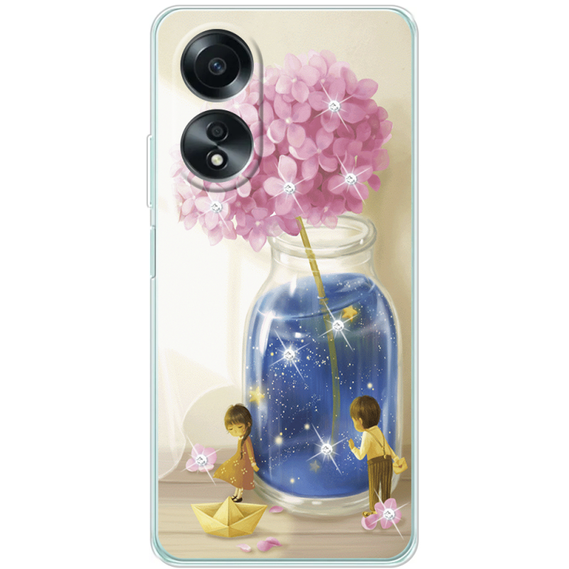 Чехол со стразами OPPO A58 4G Little Boy and Girl