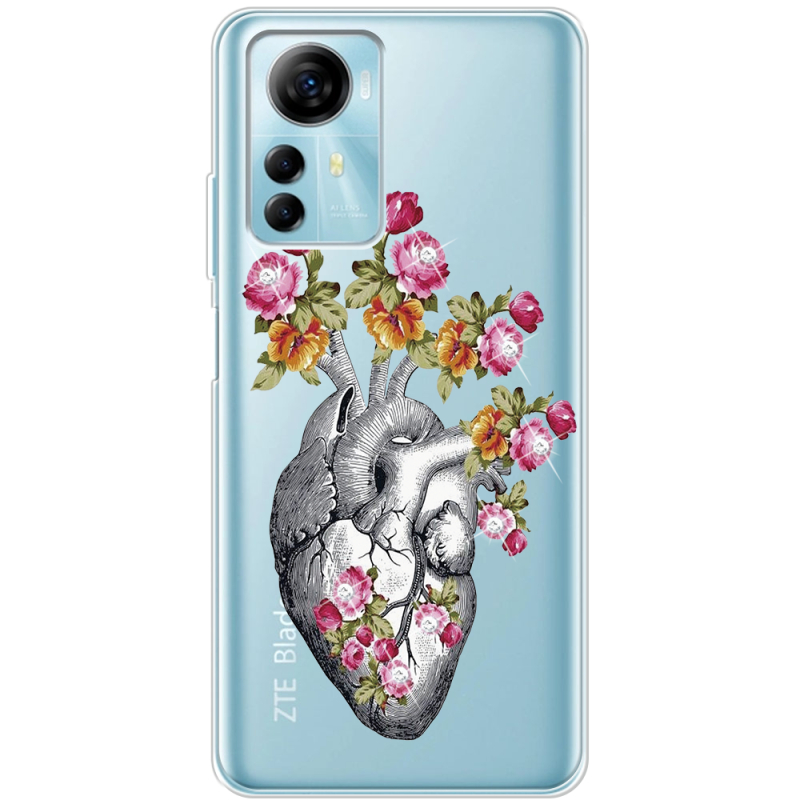 Чехол со стразами ZTE Blade A72s Heart