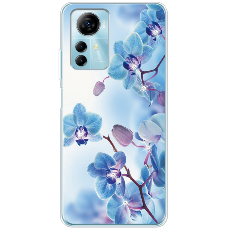 Чехол со стразами ZTE Blade A72s Orchids