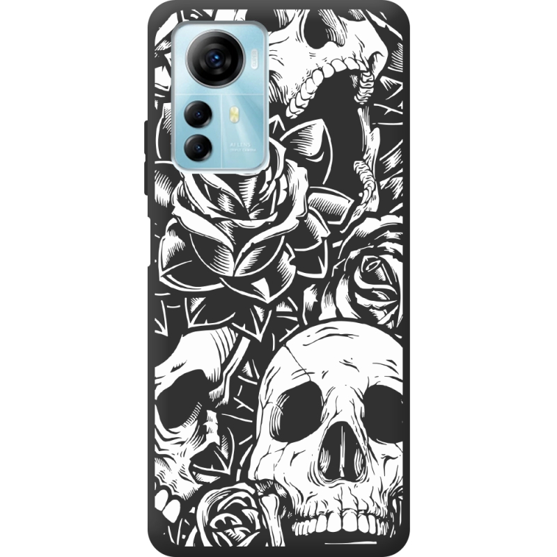 Черный чехол BoxFace ZTE Blade A72s Skull and Roses