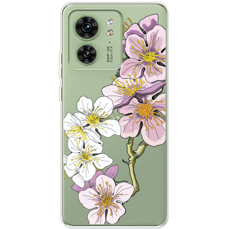 Прозрачный чехол BoxFace Motorola Edge 40 Cherry Blossom