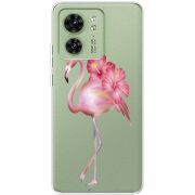 Прозрачный чехол BoxFace Motorola Edge 40 Floral Flamingo