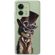 Прозрачный чехол BoxFace Motorola Edge 40 Steampunk Cat