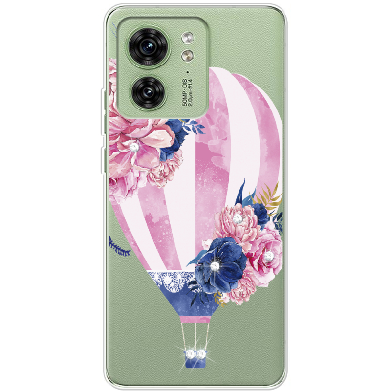 Чехол со стразами Motorola Edge 40 Pink Air Baloon