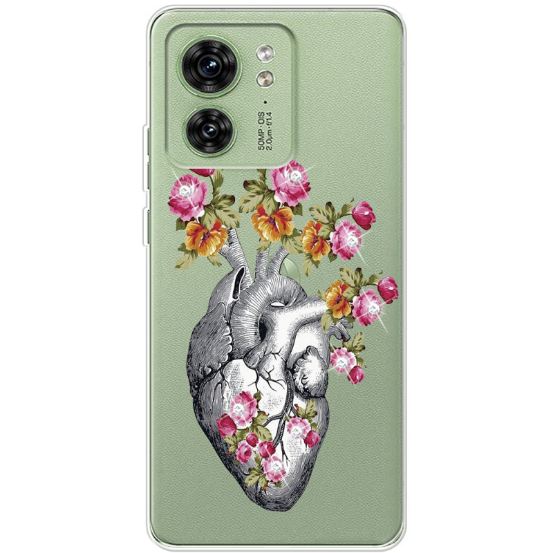 Чехол со стразами Motorola Edge 40 Heart