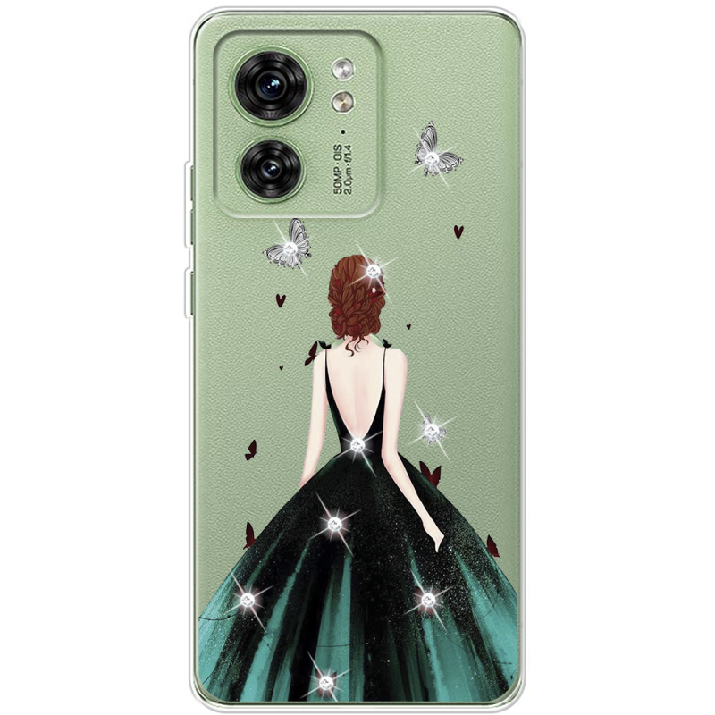 Чехол со стразами Motorola Edge 40 Girl in the green dress