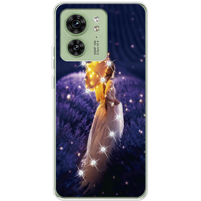 Чехол со стразами Motorola Edge 40 Girl with Umbrella