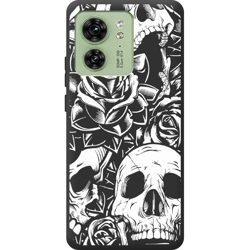 Черный чехол BoxFace Motorola Edge 40 Skull and Roses