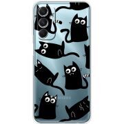 Прозрачный чехол BoxFace Samsung Galaxy M34 5G (M346) с 3D-глазками Black Kitty