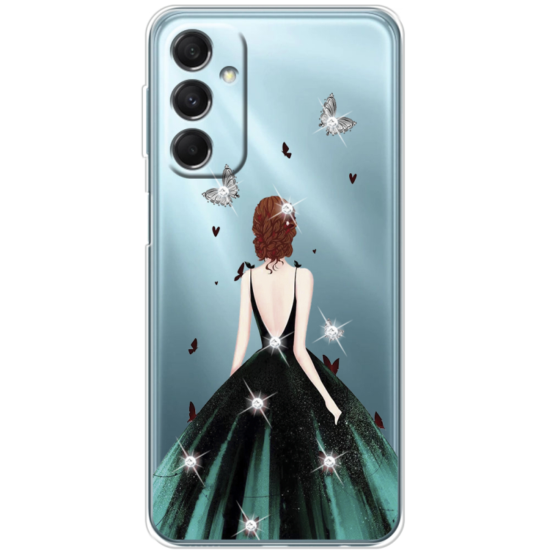 Чехол со стразами Samsung Galaxy M34 5G (M346) Girl in the green dress