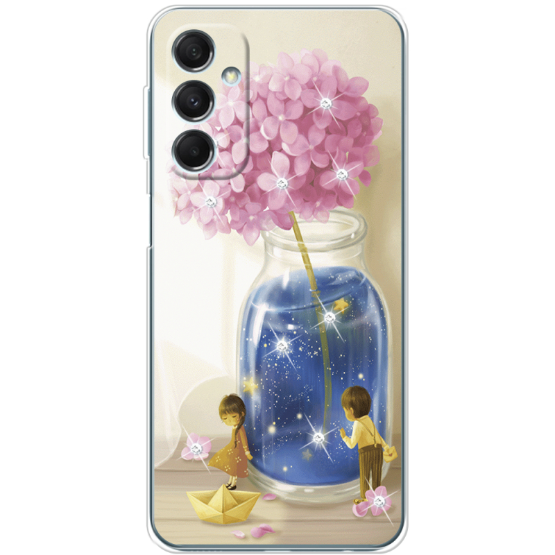 Чехол со стразами Samsung Galaxy M34 5G (M346) Little Boy and Girl