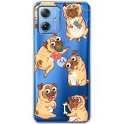 Прозрачный чехол BoxFace Motorola G54 5G с 3D-глазками Pug