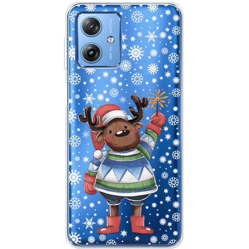 Прозрачный чехол BoxFace Motorola G54 5G Christmas Deer with Snow