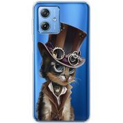 Прозрачный чехол BoxFace Motorola G54 5G Steampunk Cat