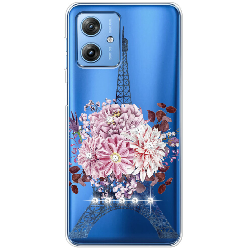 Чехол со стразами Motorola G54 5G Eiffel Tower