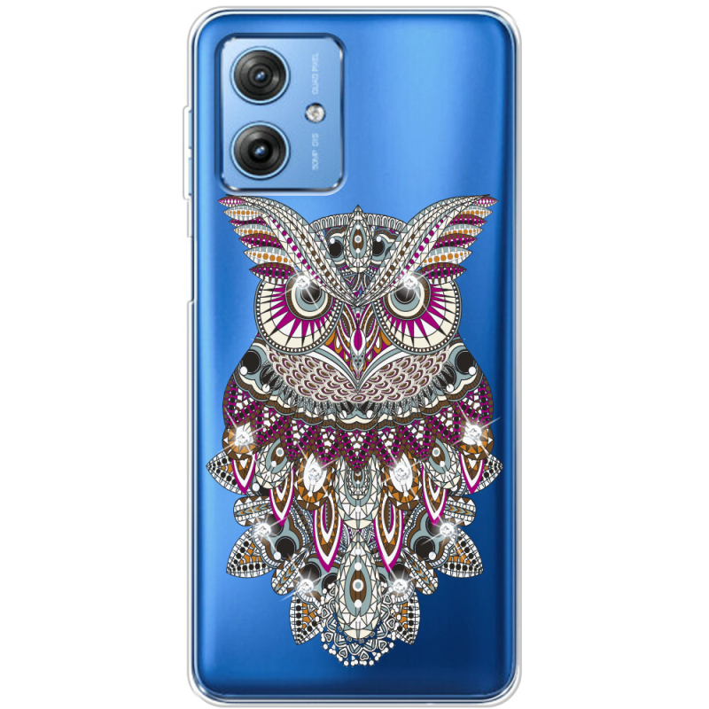 Чехол со стразами Motorola G54 5G Owl