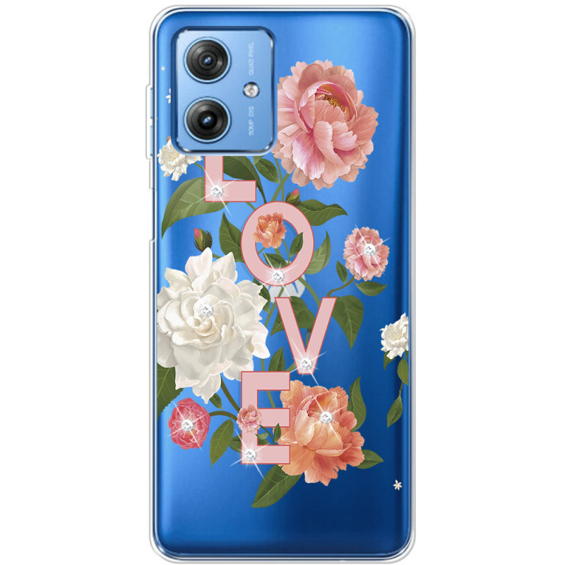 Чехол со стразами Motorola G54 5G Love