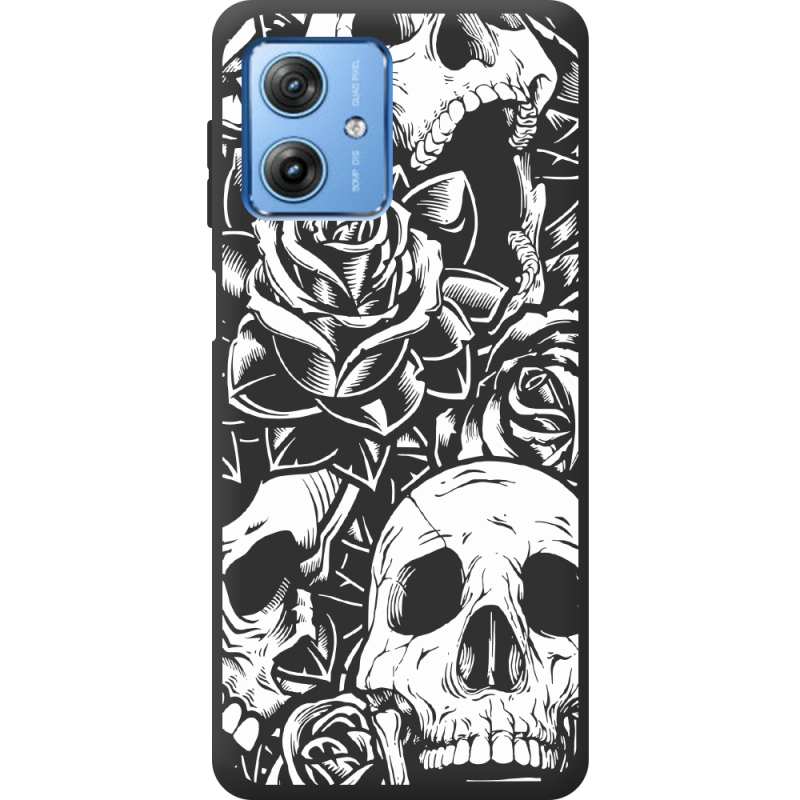 Черный чехол BoxFace Motorola G54 5G Skull and Roses