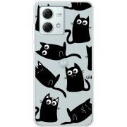 Прозрачный чехол BoxFace Motorola G84 с 3D-глазками Black Kitty