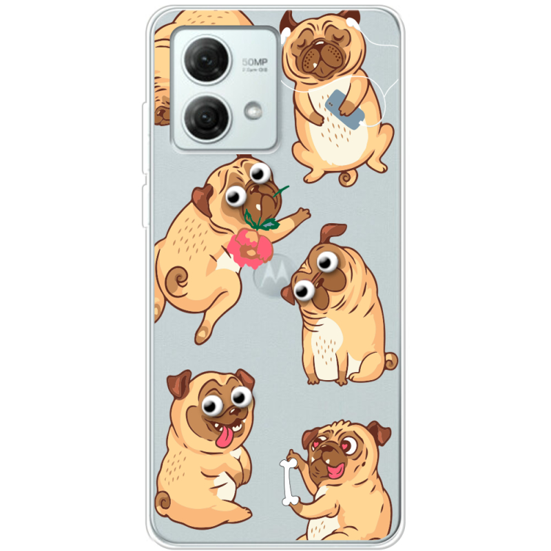 Прозрачный чехол BoxFace Motorola G84 с 3D-глазками Pug