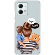 Прозрачный чехол BoxFace Motorola G84 Super Mama and Son