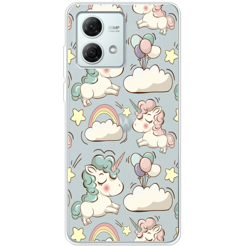 Прозрачный чехол BoxFace Motorola G84 Unicorns