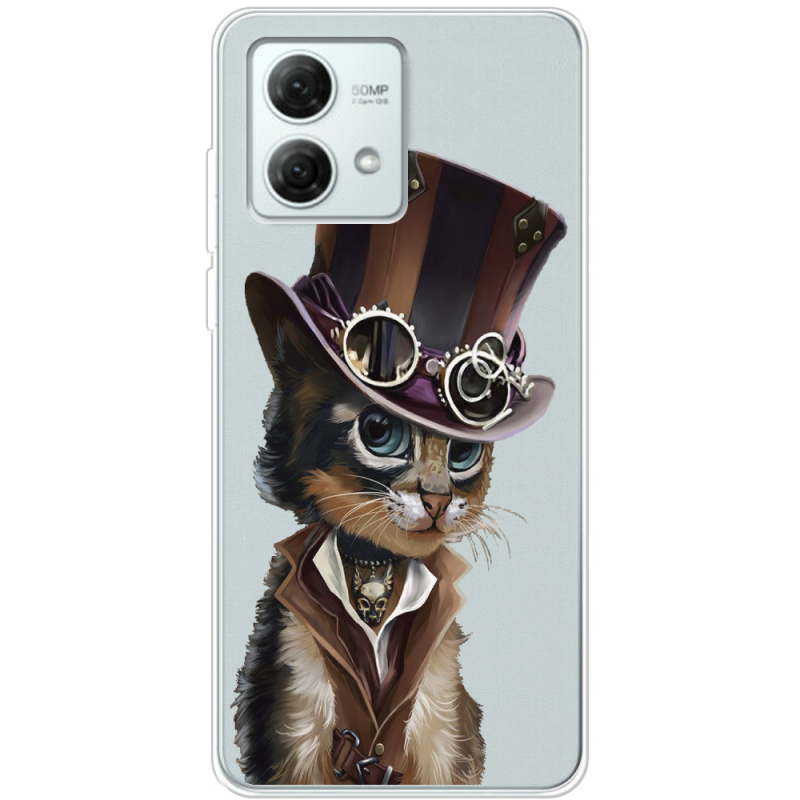 Прозрачный чехол BoxFace Motorola G84 Steampunk Cat