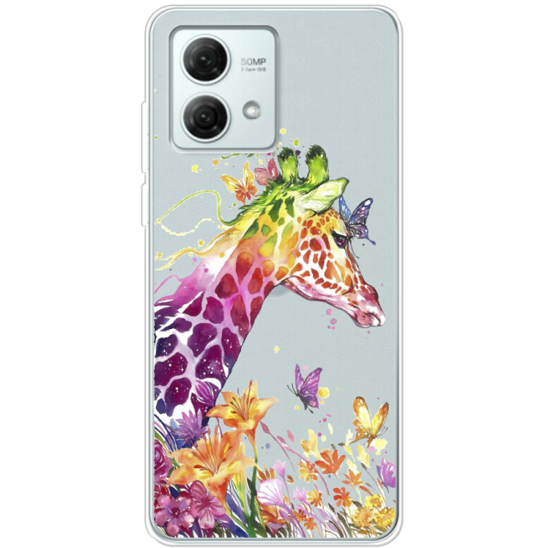 Прозрачный чехол BoxFace Motorola G84 Colorful Giraffe