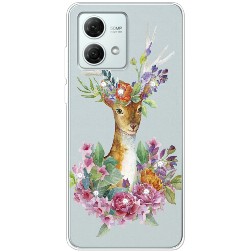 Прозрачный чехол BoxFace Motorola G84 Deer with flowers