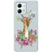 Чехол со стразами Motorola G84 Deer with flowers