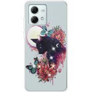 Чехол со стразами Motorola G84 Cat in Flowers