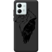 Черный чехол BoxFace Motorola G84 Wolf and Raven